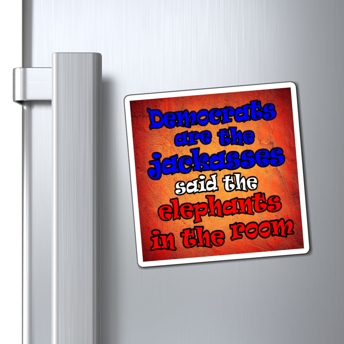 donkeys and elephants - Magnets - (burnt orange)