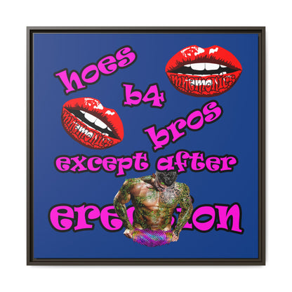 hoes b4 bros - framed canvas art (dark blue)