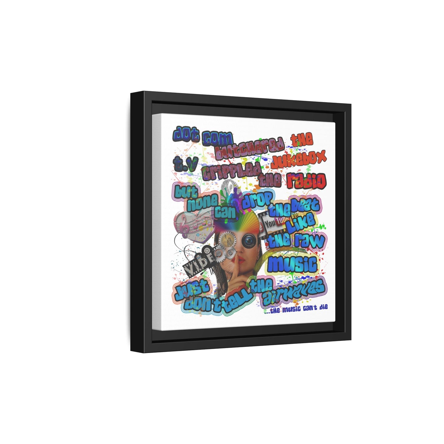 drop the beat - framed canvas art (white)