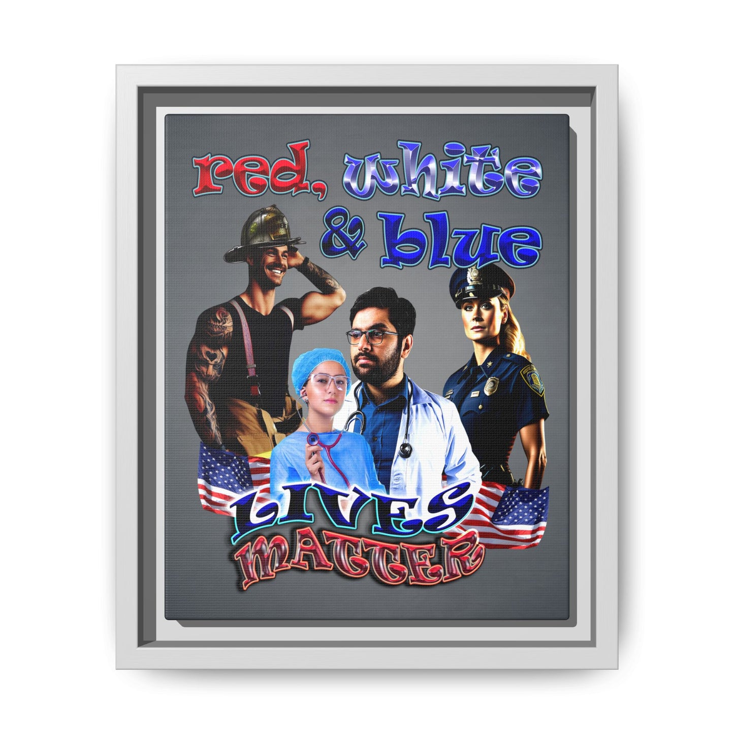 rw&b lives matter - framed canvas art (grey-light grey)