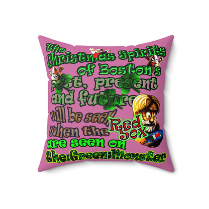 christmas spirits of boston - Spun Polyester Square Pillow - (light pink)