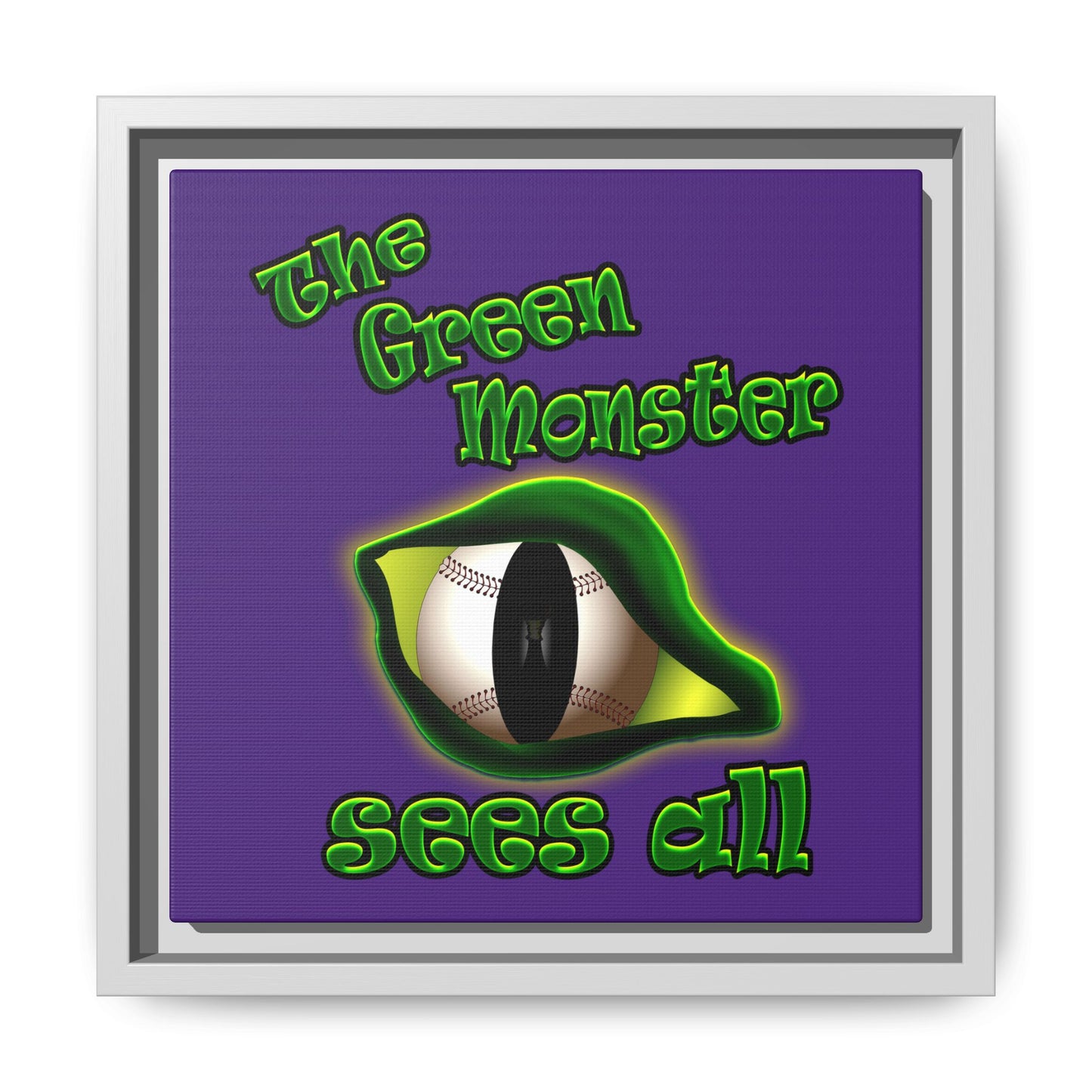 green monster - framed canvas art (purple)