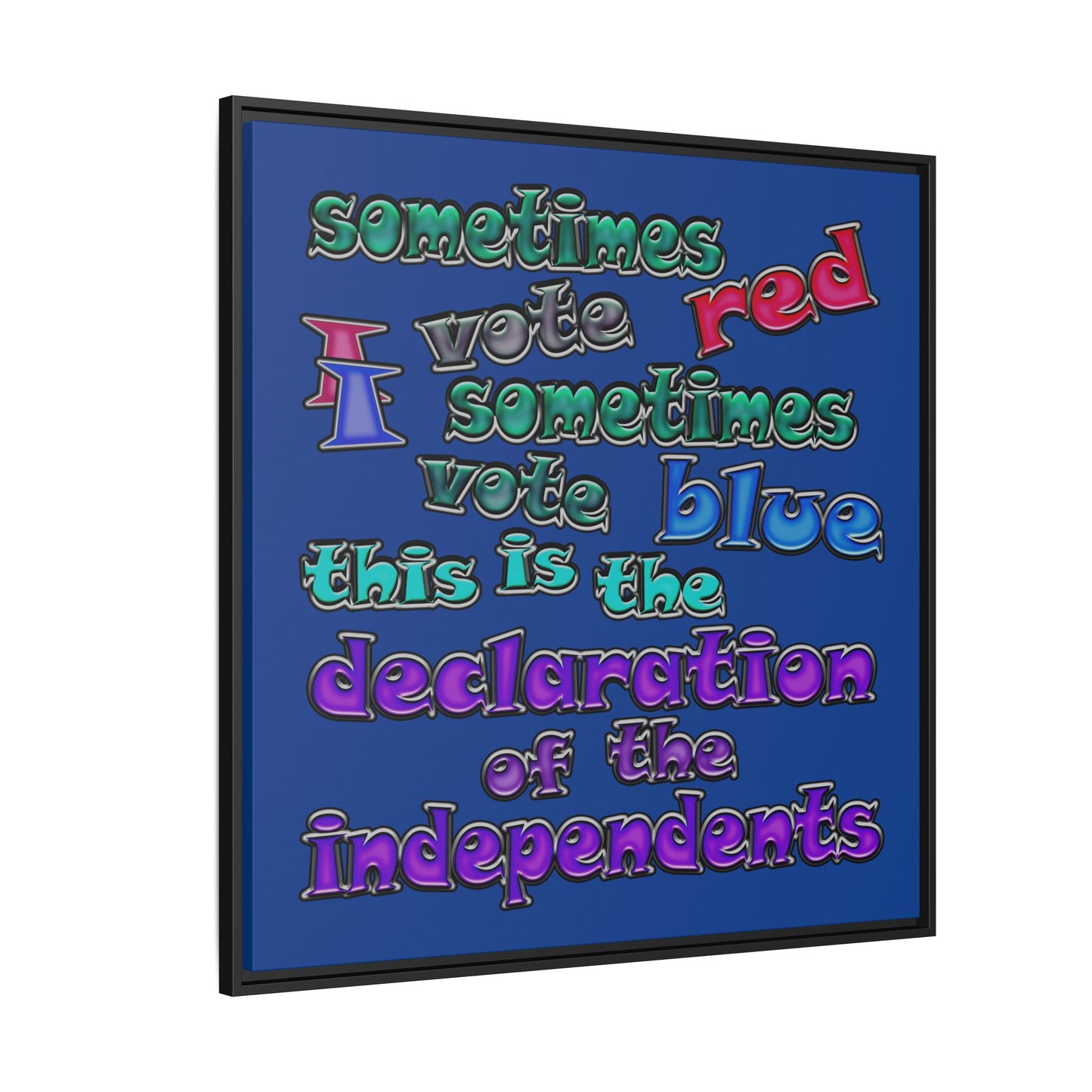declaration of the independents - framed canvas art (dark blue)