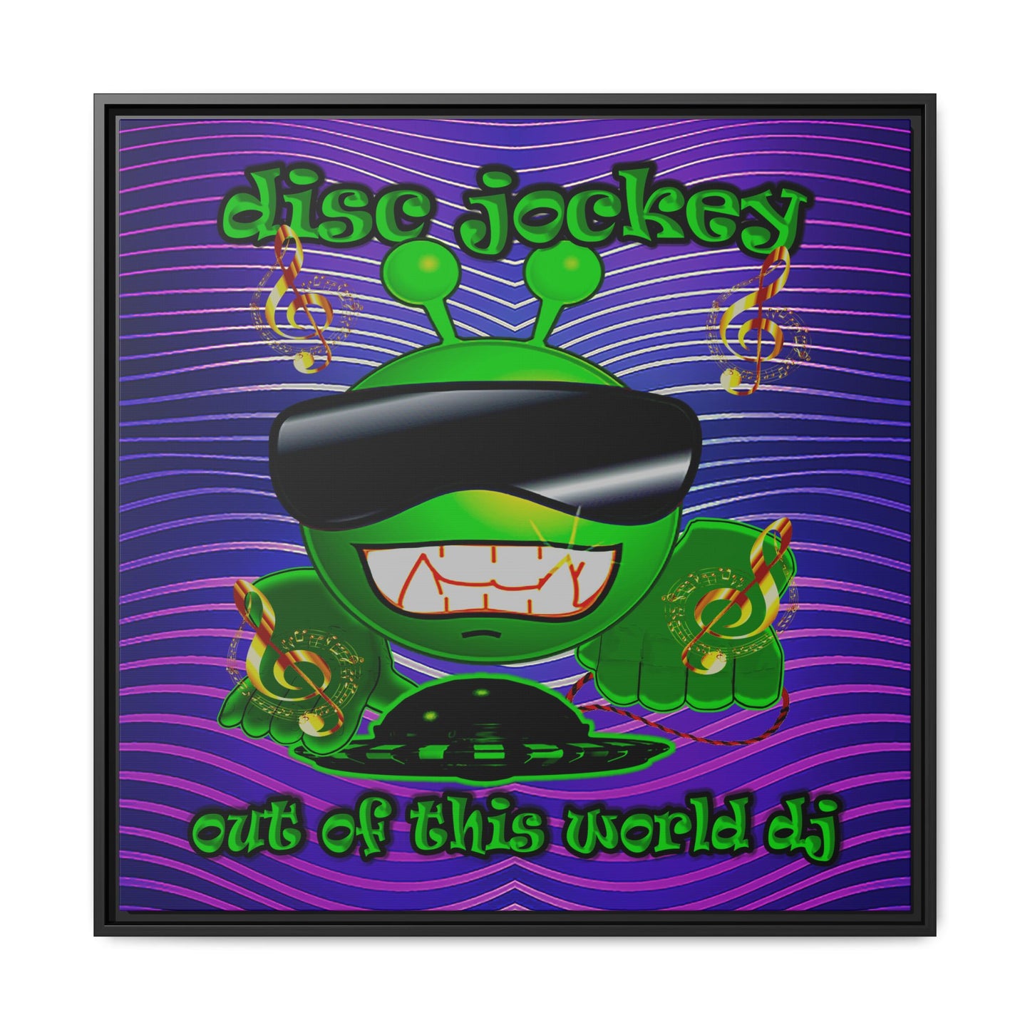 disc jockey - framed canvas art (purple wave)