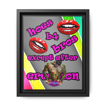 hoes b4 bros - framed canvas art (rainbow split)