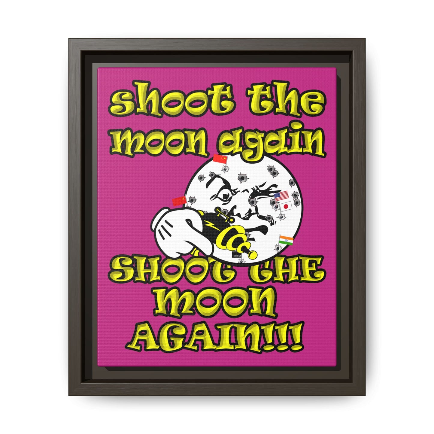 shoot the moon again - framed canvas art (pink)