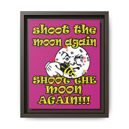 shoot the moon again - framed canvas art (pink)