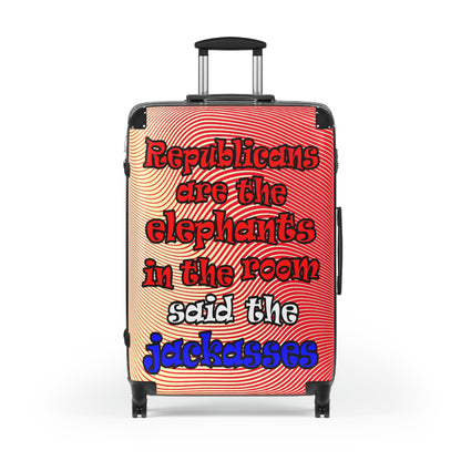 donkeys and elephants - Suitcase (yellow-orange wave)