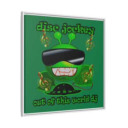 disc jockey - framed canvas art (dark green)