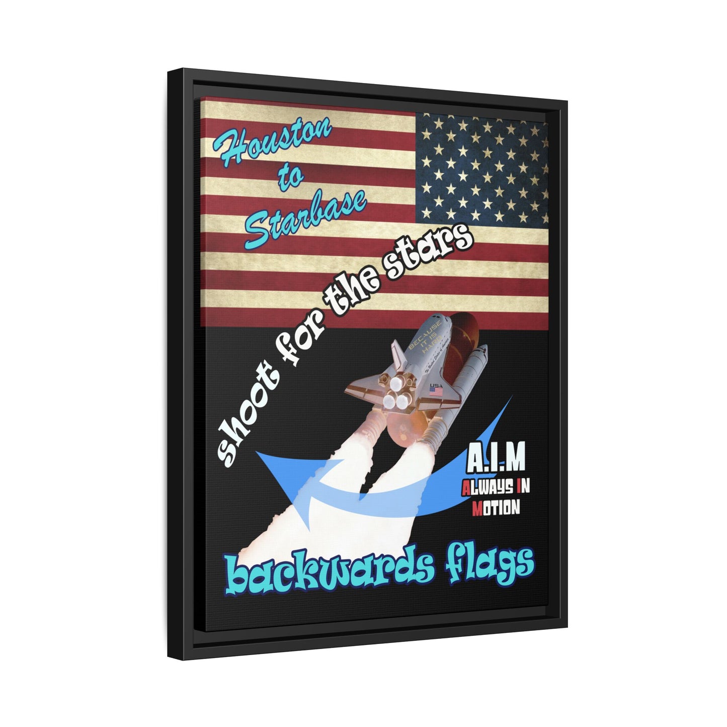 shoot for the stars - framed canvas art (black)