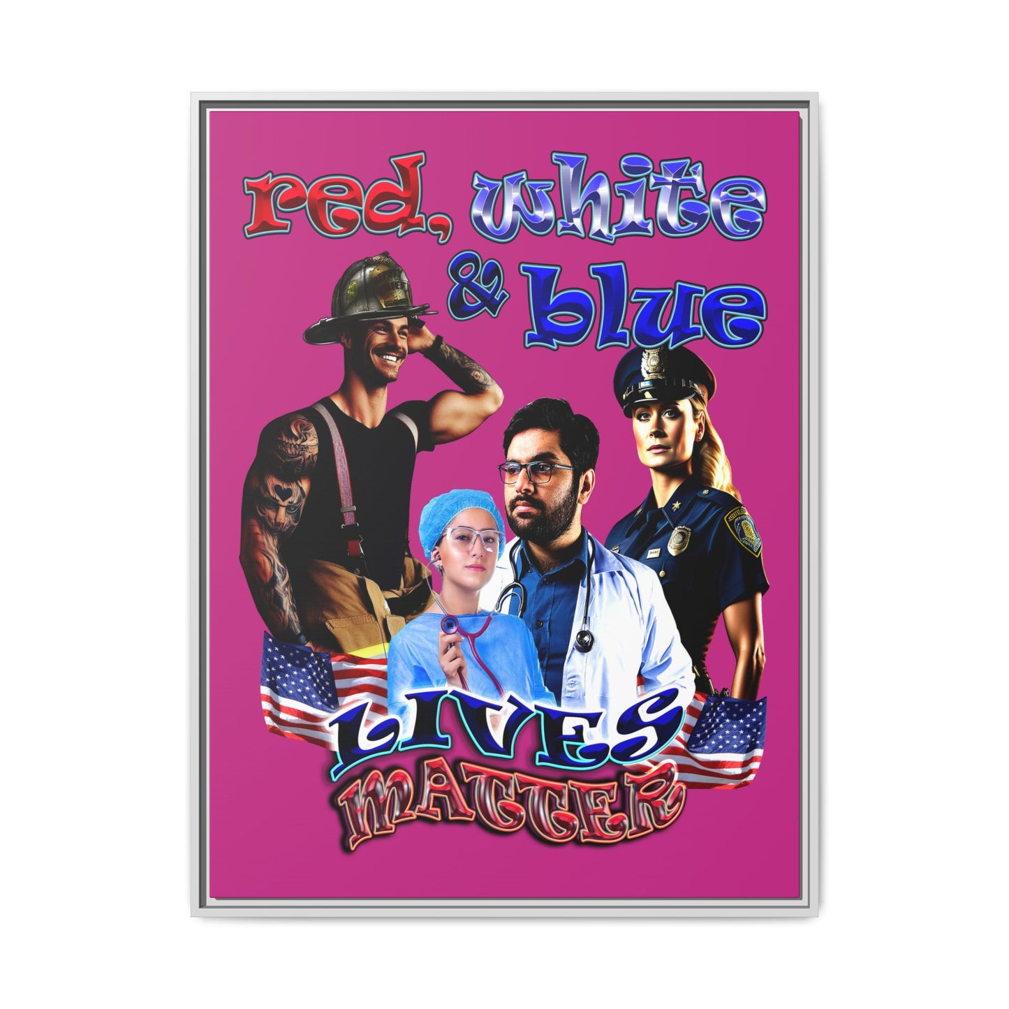 rw&b lives matter - framed canvas art (pink)