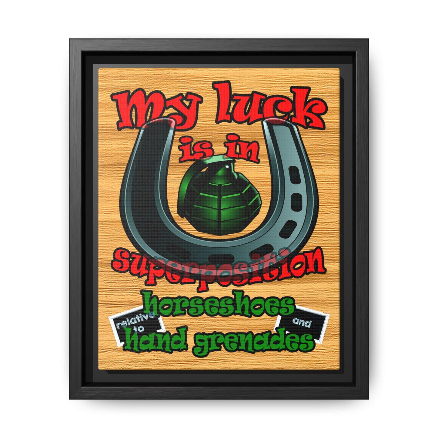 my luck - framed canvas art (butterscotch wood finish)