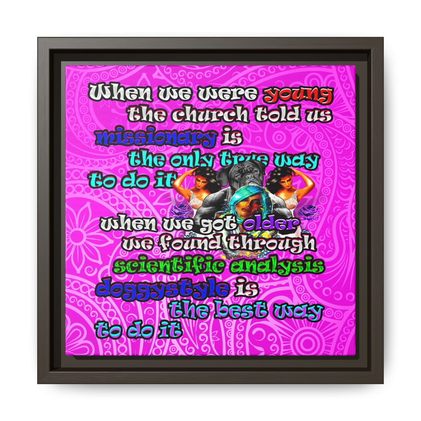 doggystyle - framed canvas art (pink swirl)