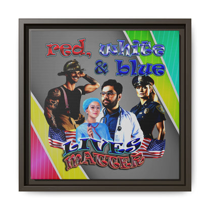 rw&b lives matter - framed canvas art (rainbow split)