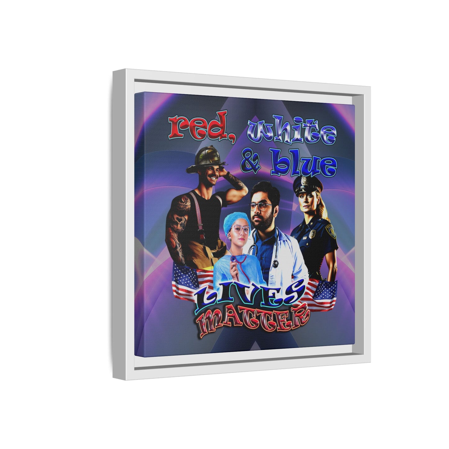 rw&b lives matter - framed canvas art (grey-pink wave)