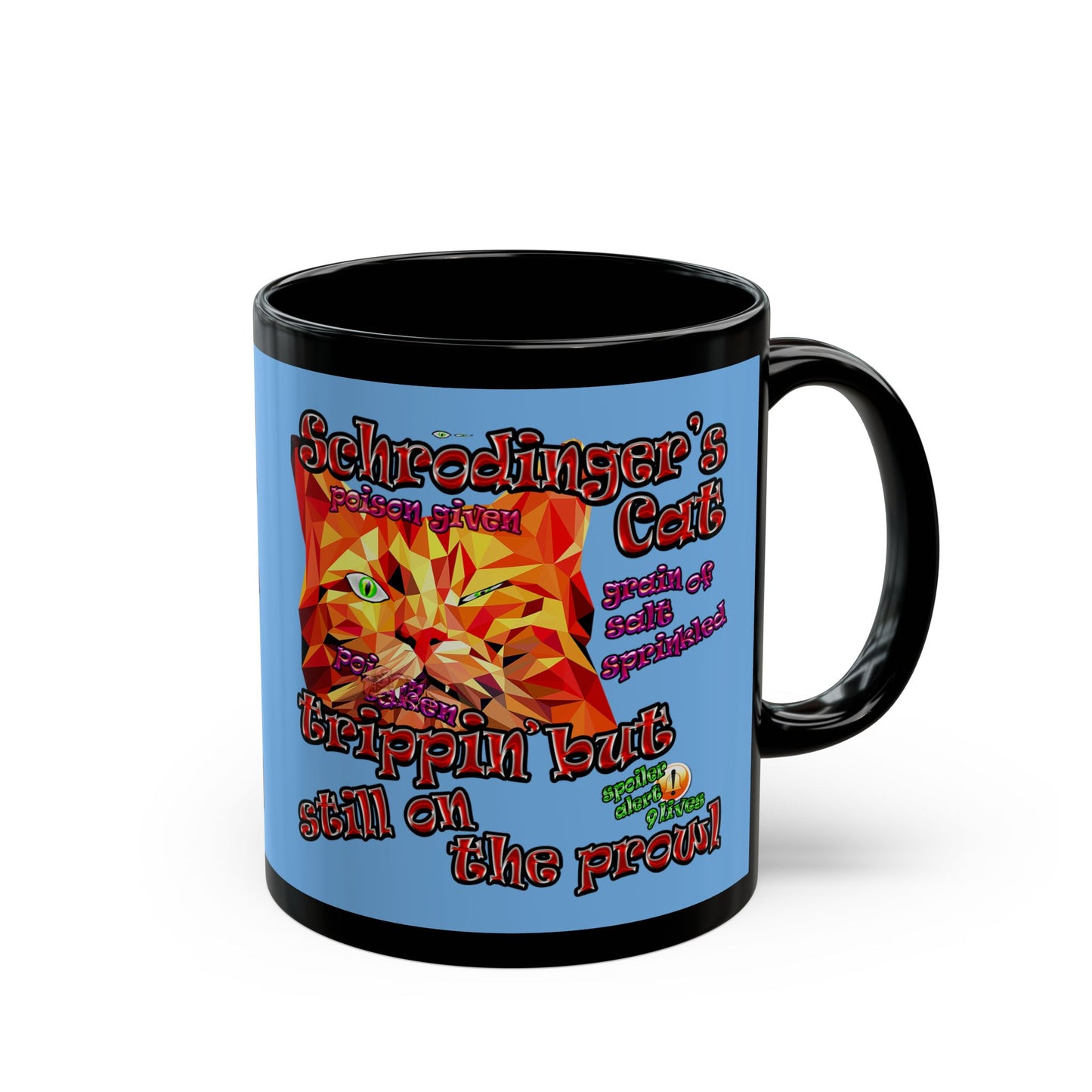 schrodinger's cat - Black Mug (light blue)
