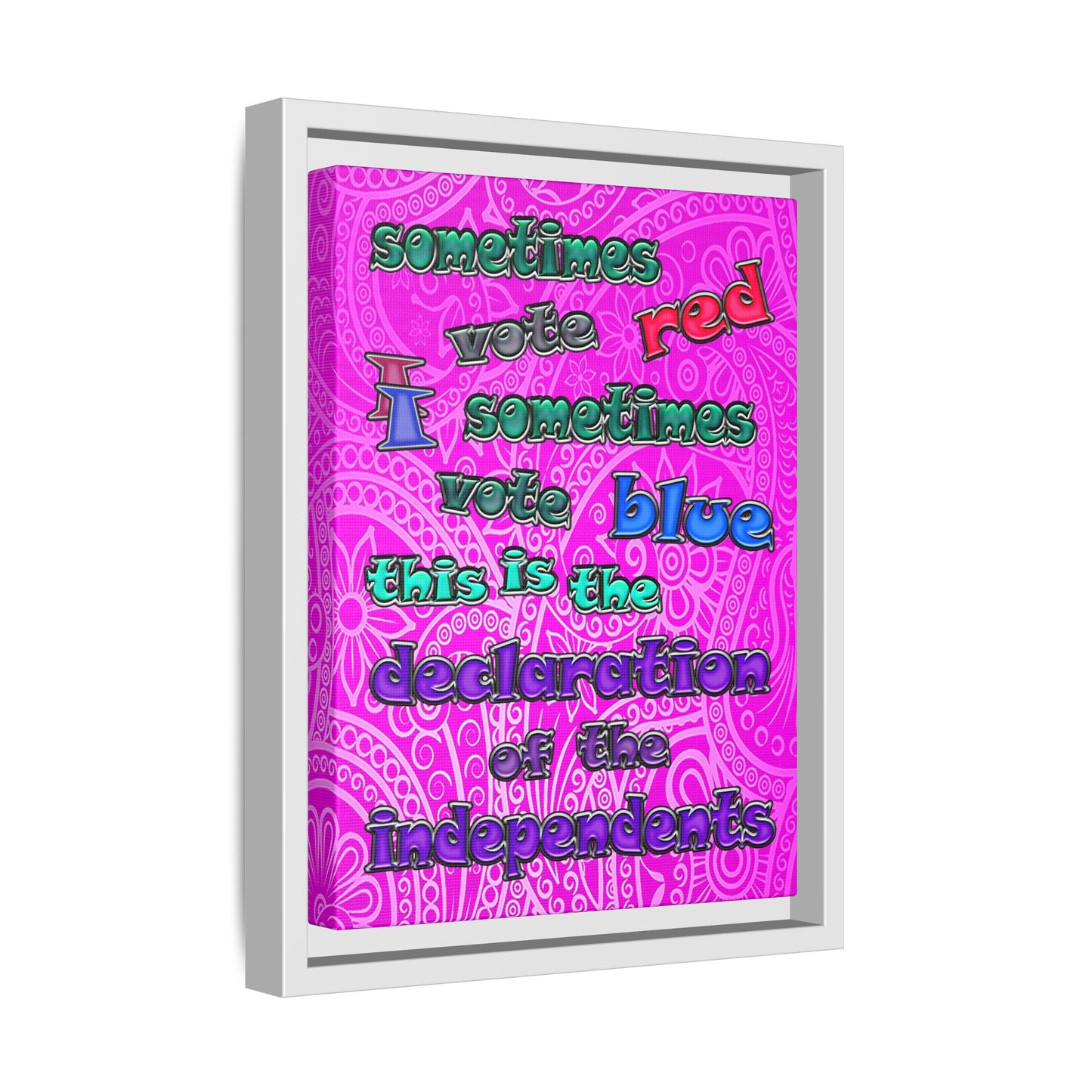 declaration of the independents - framed canvas art (pink swirl)