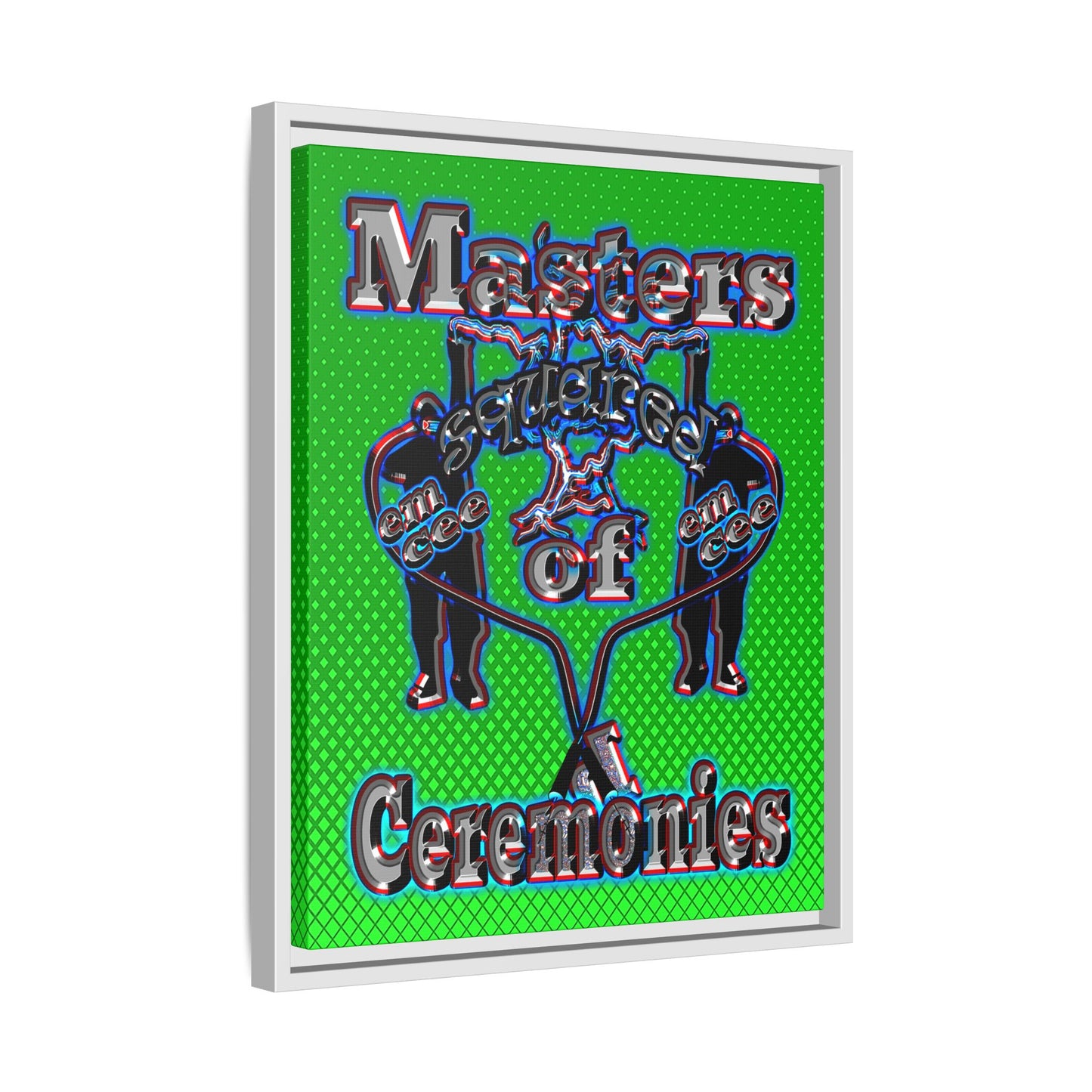 em cee squared - framed canvas art (logo green)