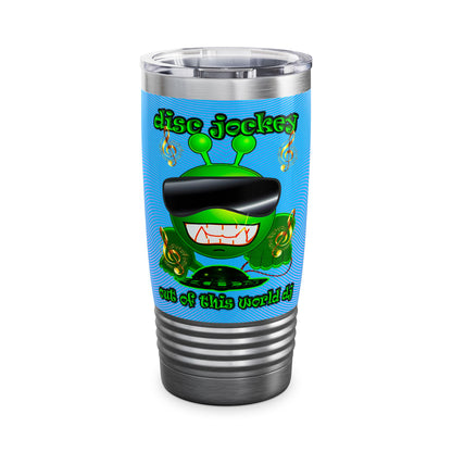 disc jockey - Ringneck Tumbler, 20oz (light blue-purple wave)