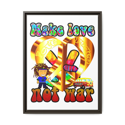 love peace - framed canvas art (white)
