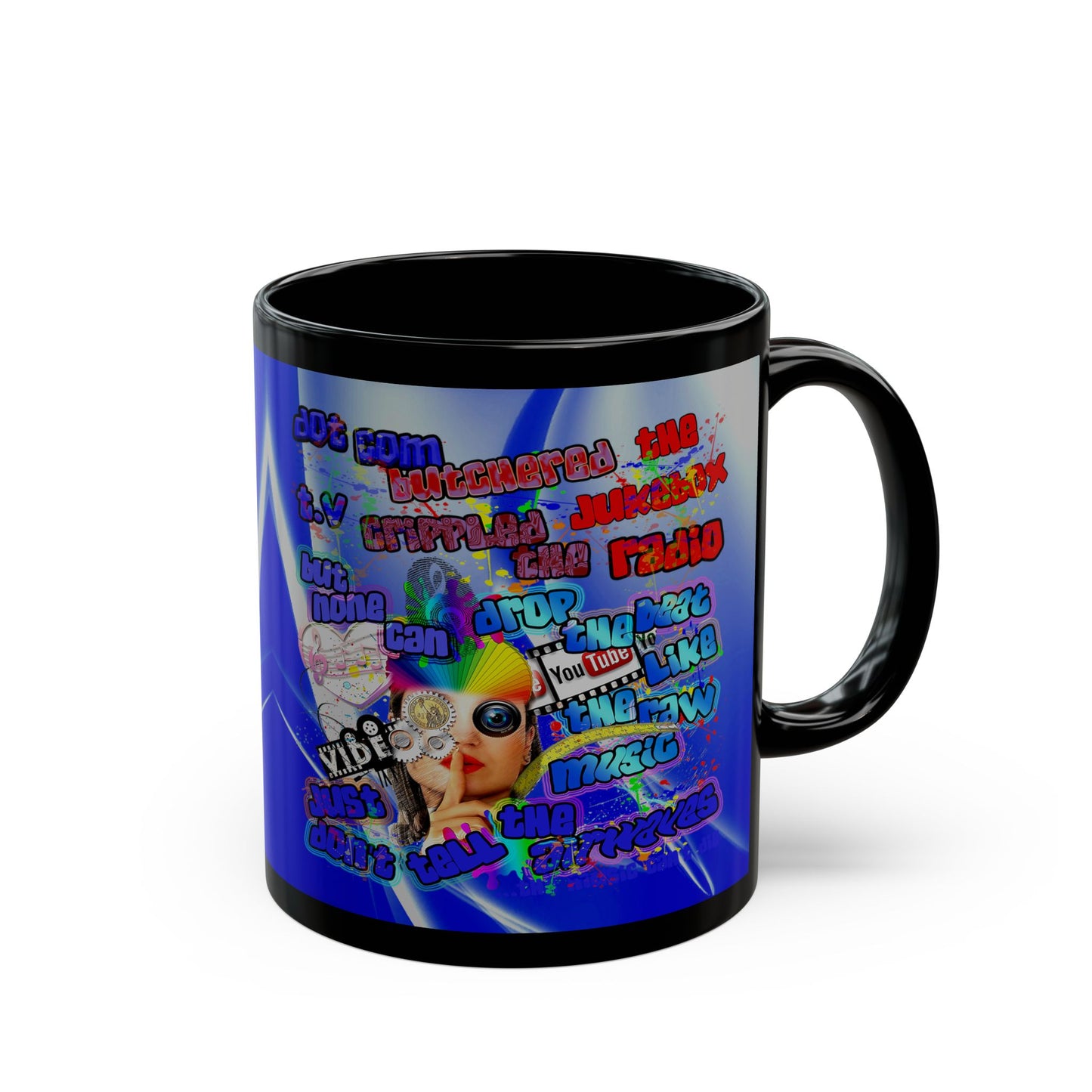 drop the beat - Black Mug (blue-white wave)