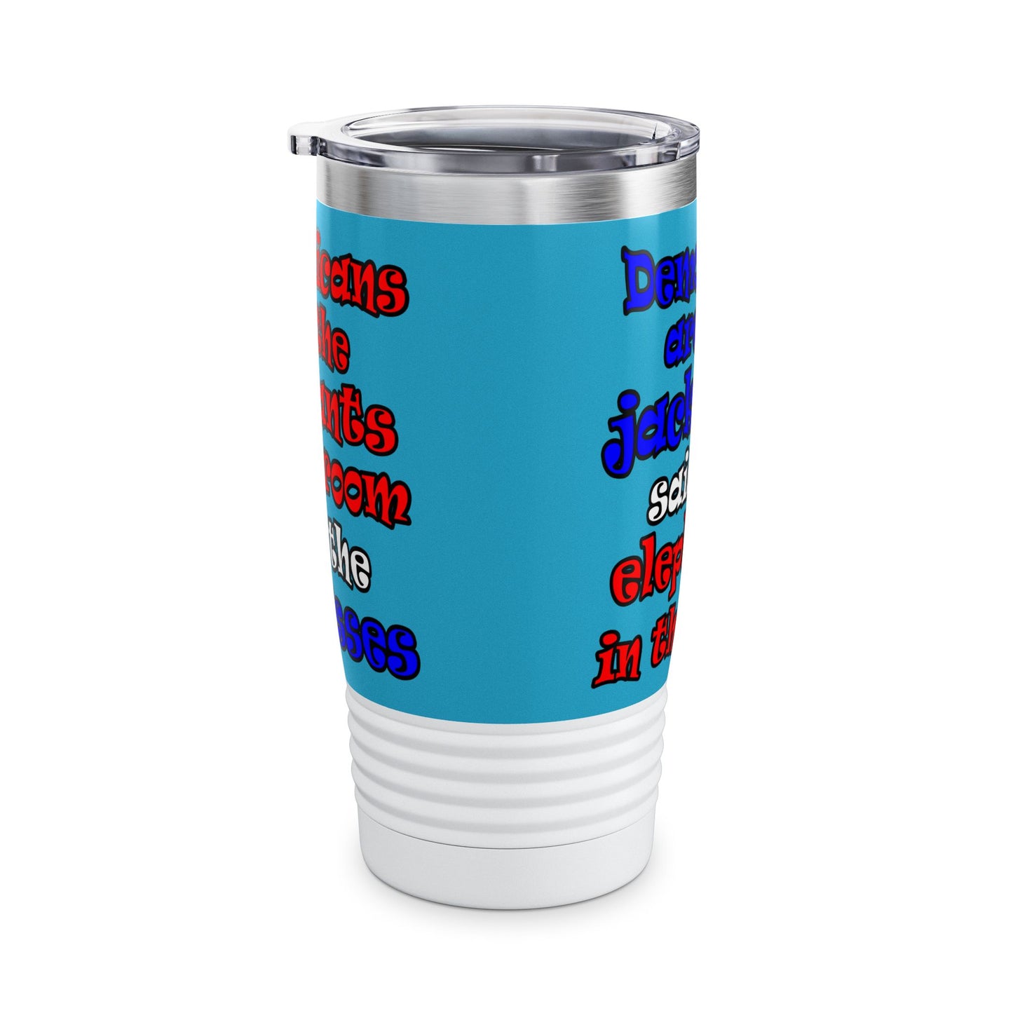 donkeys and elephants - Ringneck Tumbler, 20oz (turquoise)
