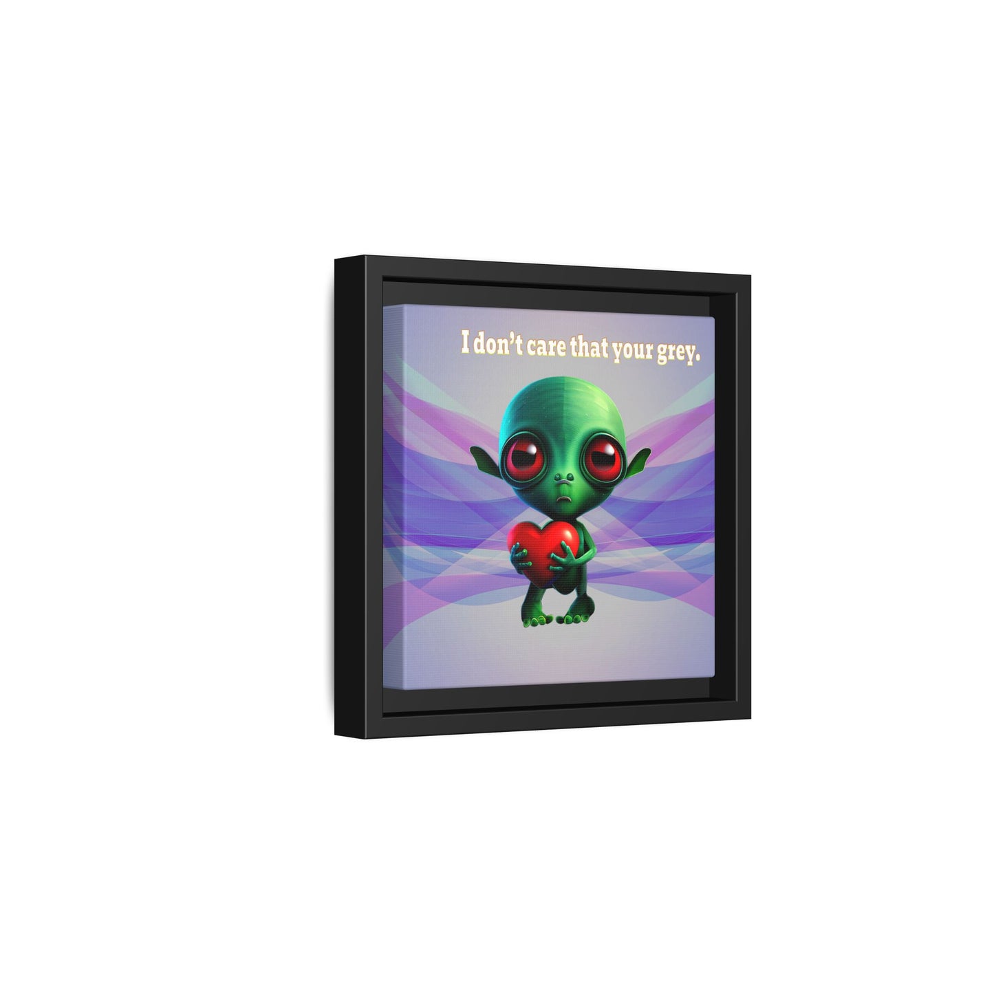 I don't care that your grey - framed canvas art (light blue-pink wave)