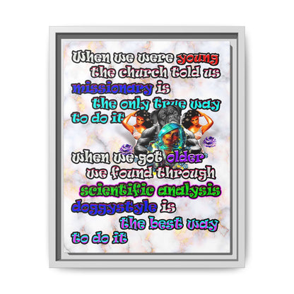 doggystyle - framed canvas art (white marble)