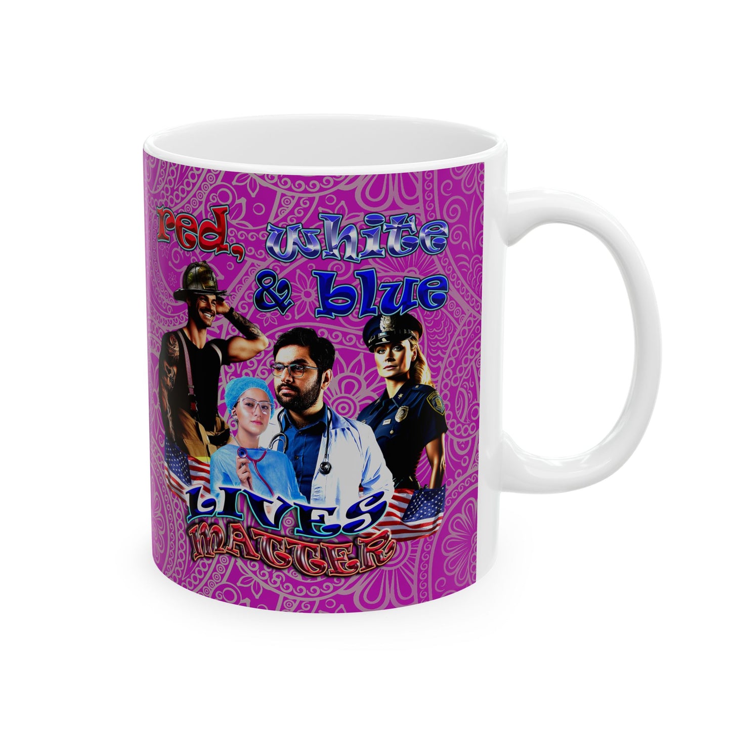 rw&b lives matter - White Mug (pink swirl)
