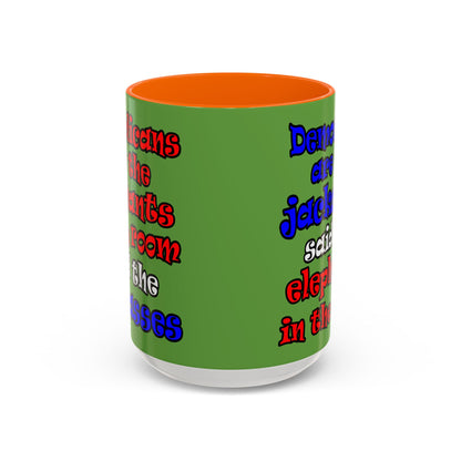donkeys and elephants - Accent Mug (green)