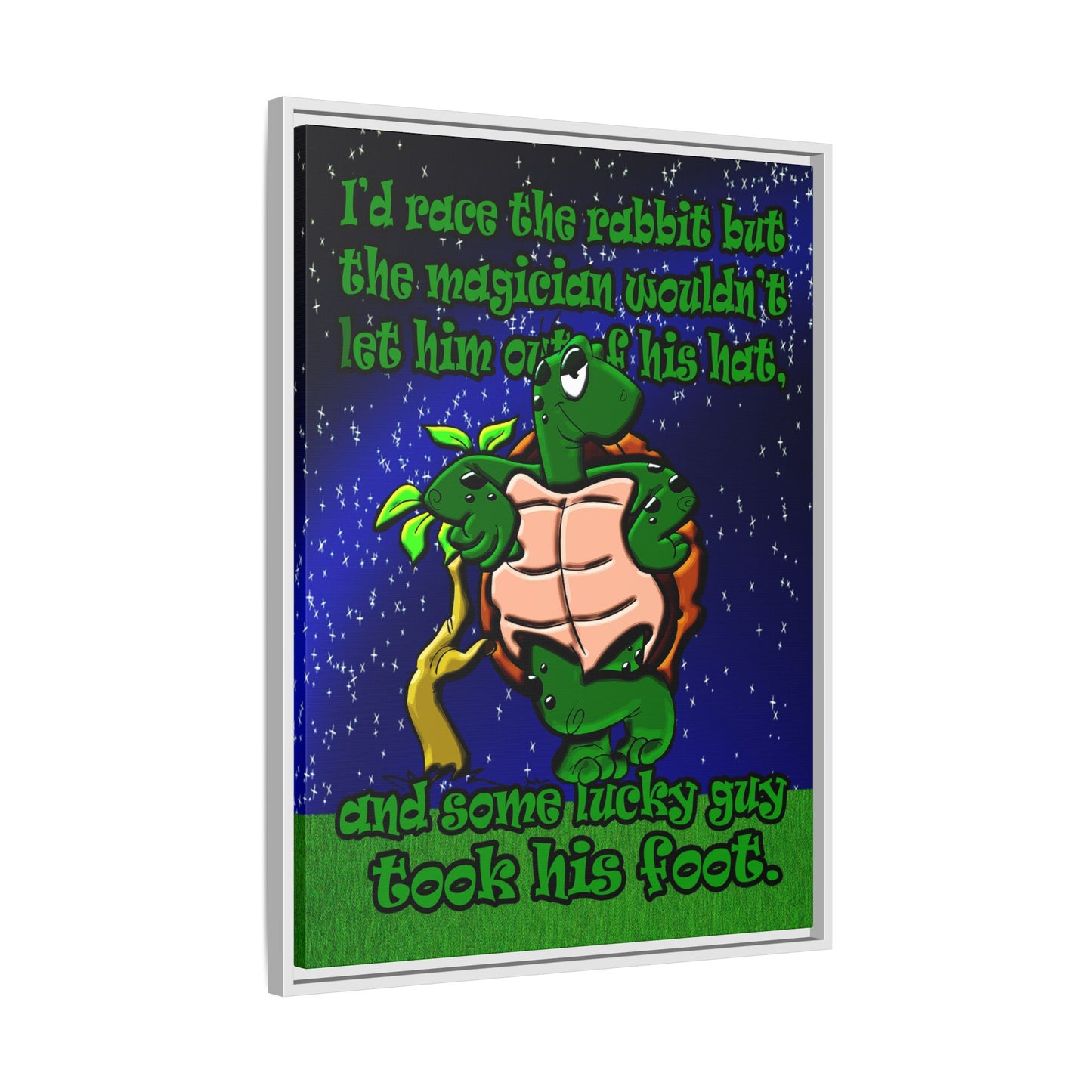 turtle race - framed canvas art ('snoops' background)