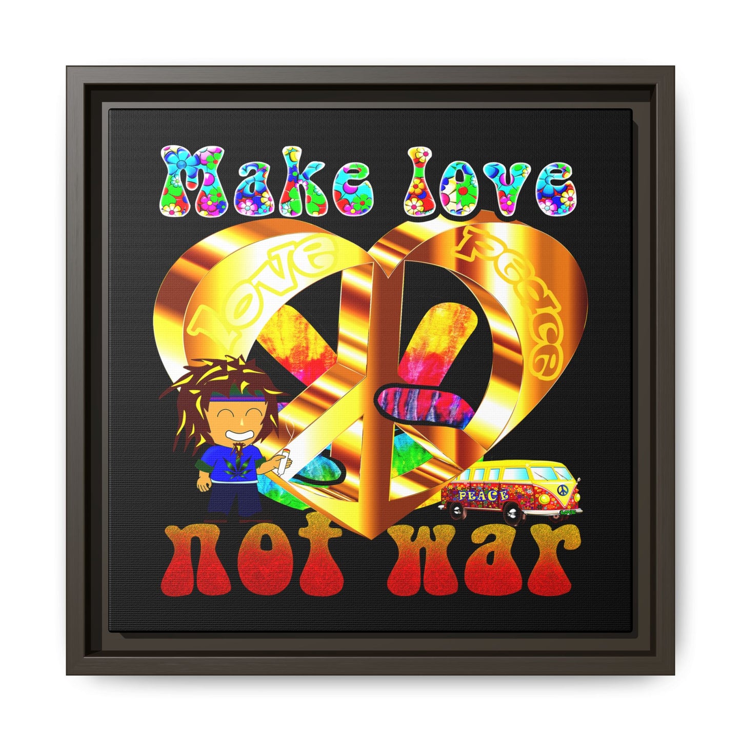 love peace - framed canvas art (black)