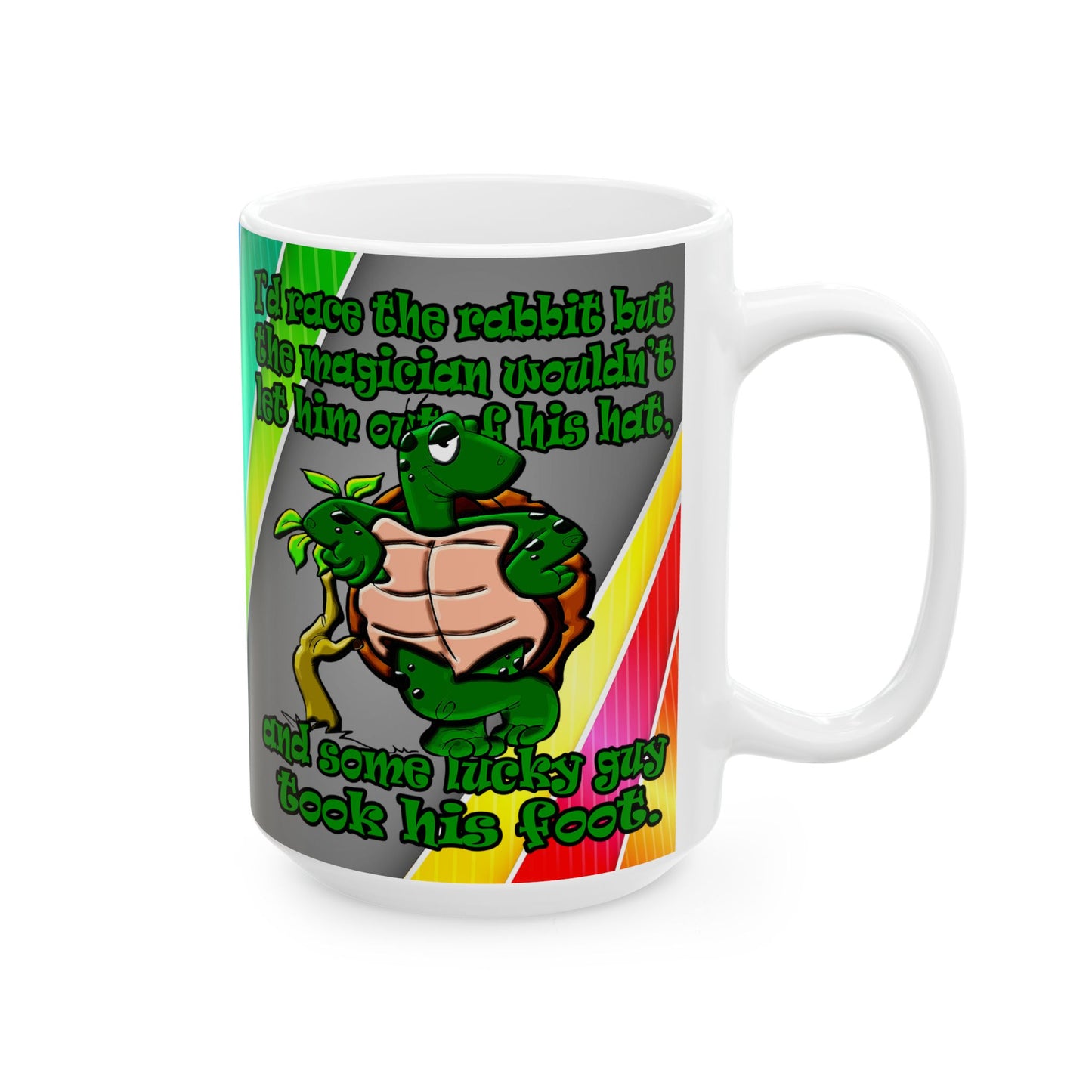 turtle race - White Mug (rainbow split)