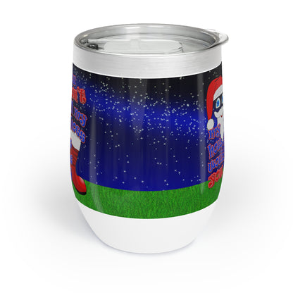santa's shoes - Chill Wine Tumbler ('snoops' background)