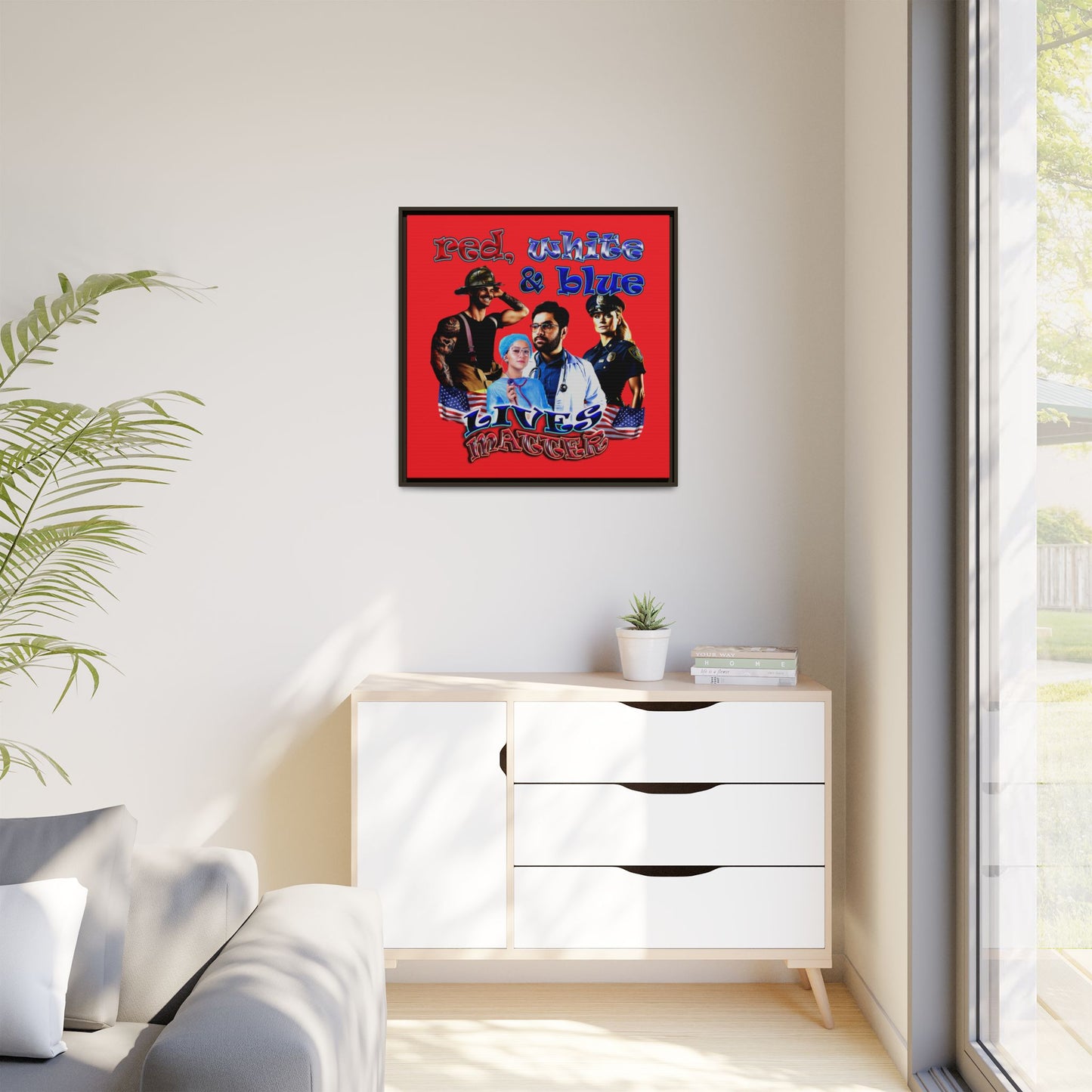 rw&b lives matter - framed canvas art (red)