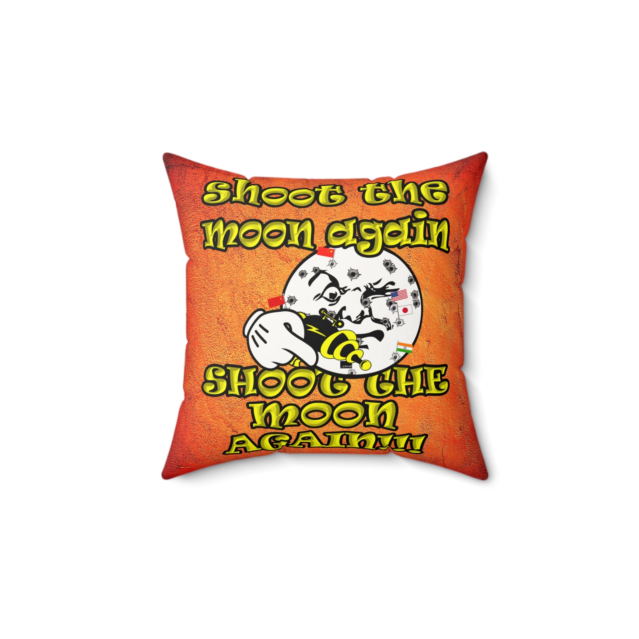 shoot the moon again - Faux Suede Square Pillow - (burnt orange)