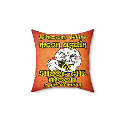shoot the moon again - Faux Suede Square Pillow - (burnt orange)