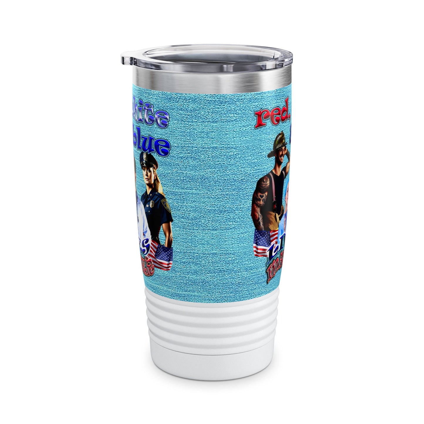 rw&b lives matter - Ringneck Tumbler, 20oz (faded blue)