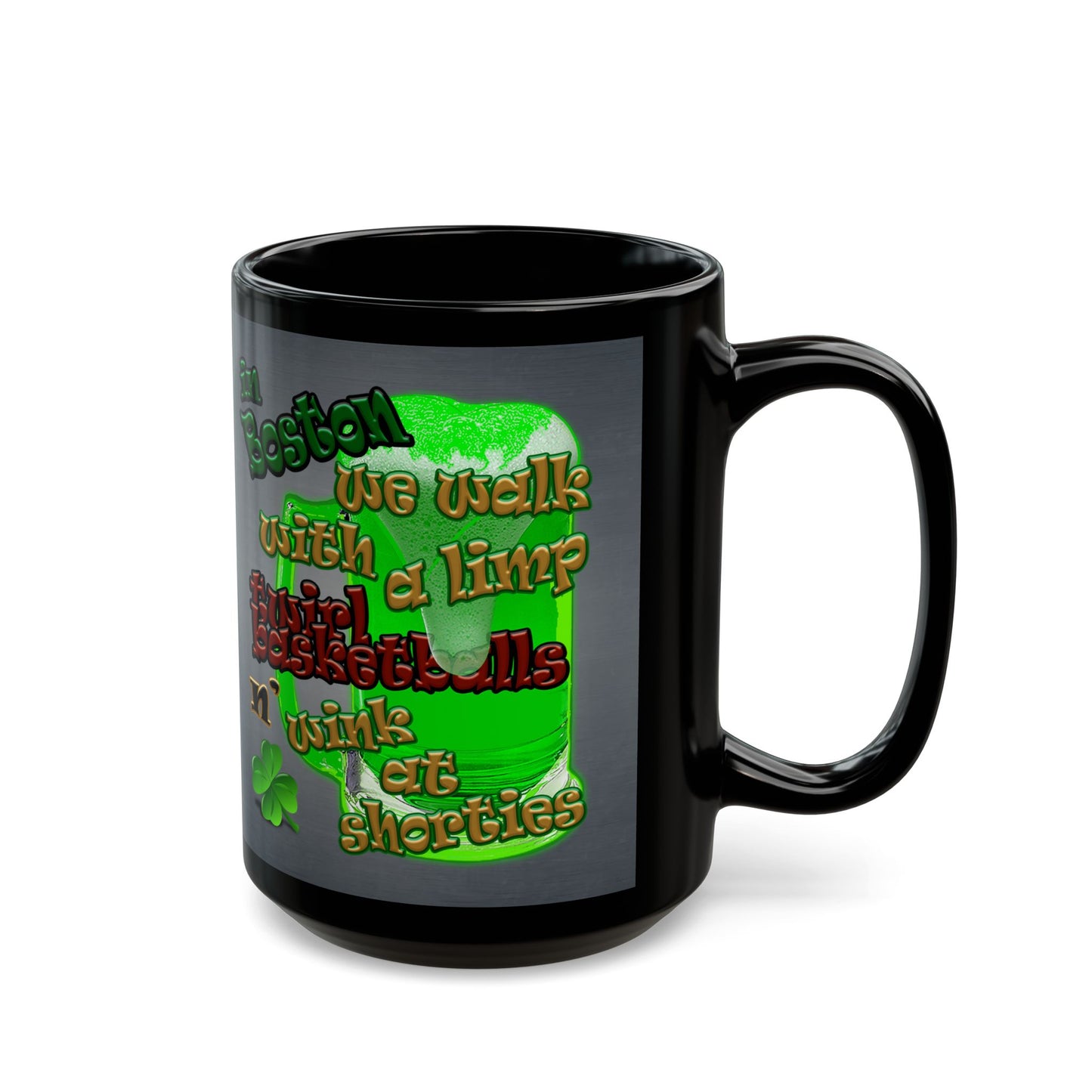 celtics logo - Black Mug (grey-light grey)