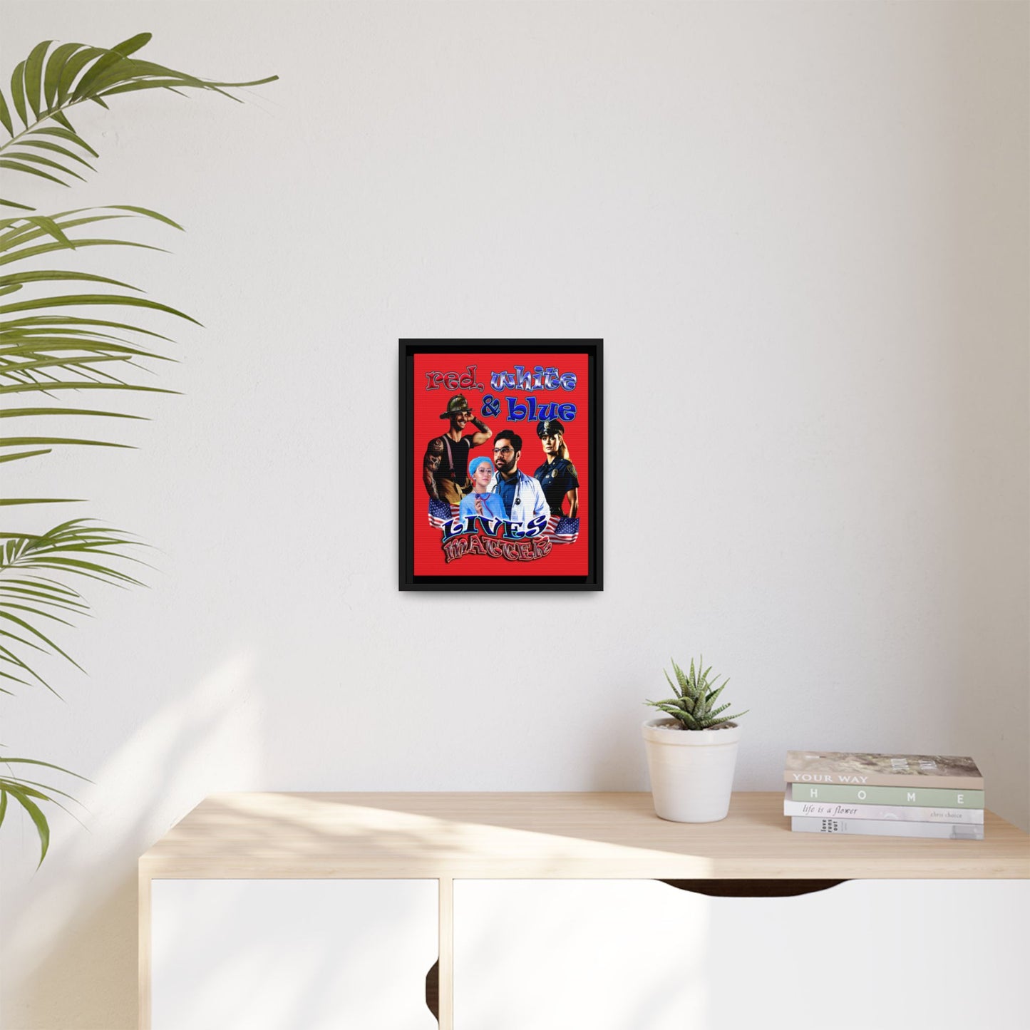 rw&b lives matter - framed canvas art (red)