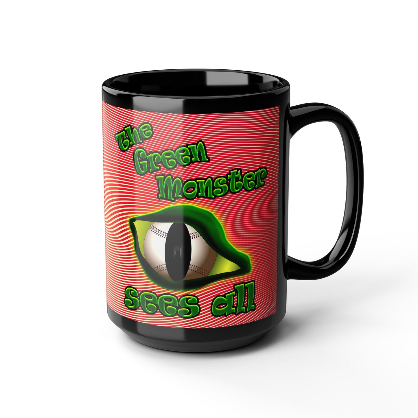 green monster - Black Mug (yellow-orange wave)