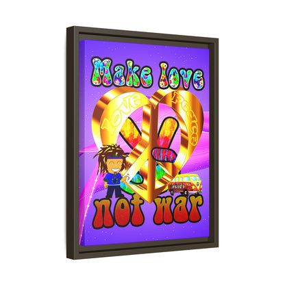 love peace - framed canvas art (purple-pink wave)