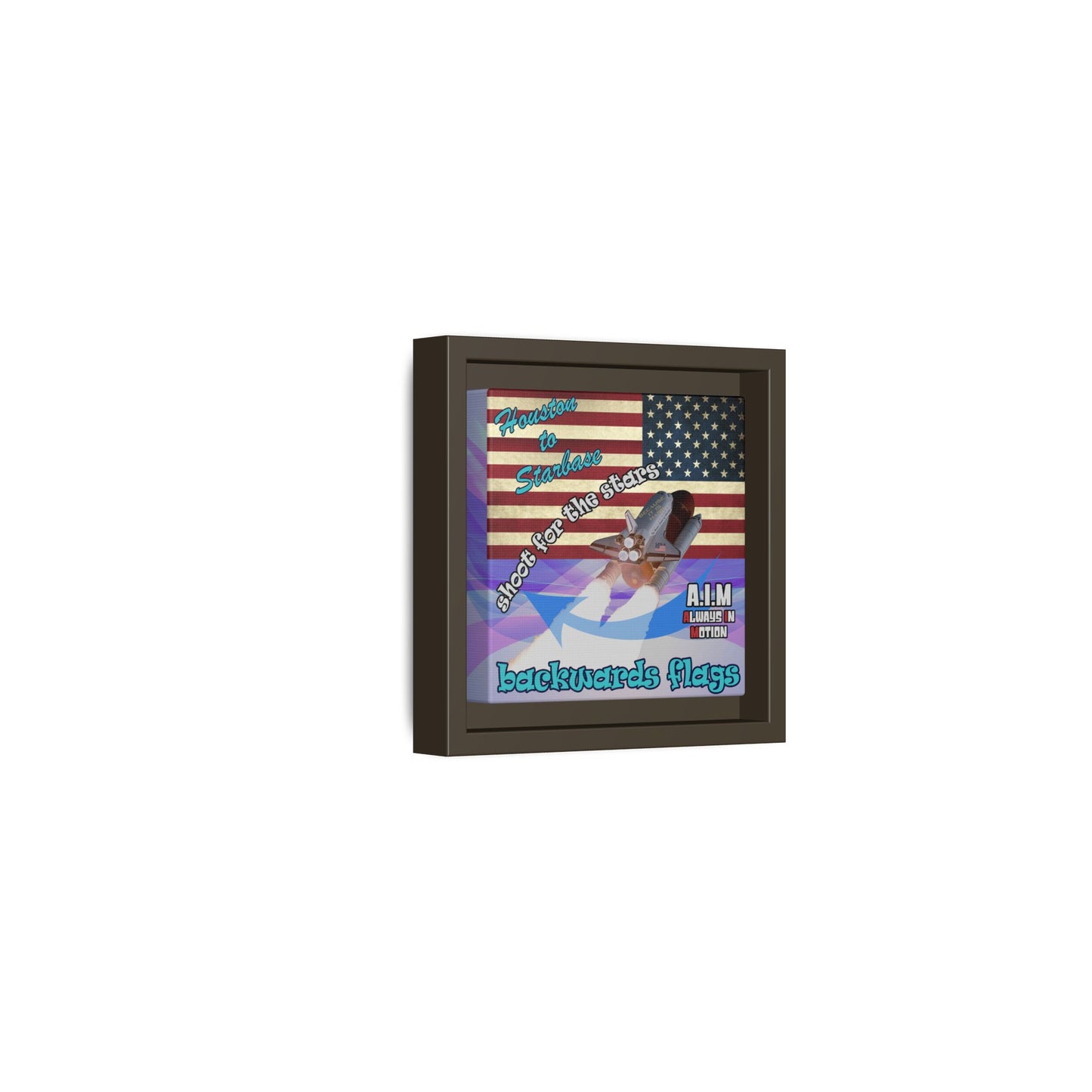 shoot for the stars - framed canvas art (light blue-pink wave)