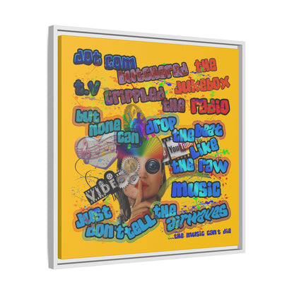 drop the beat - framed canvas art (yellow)
