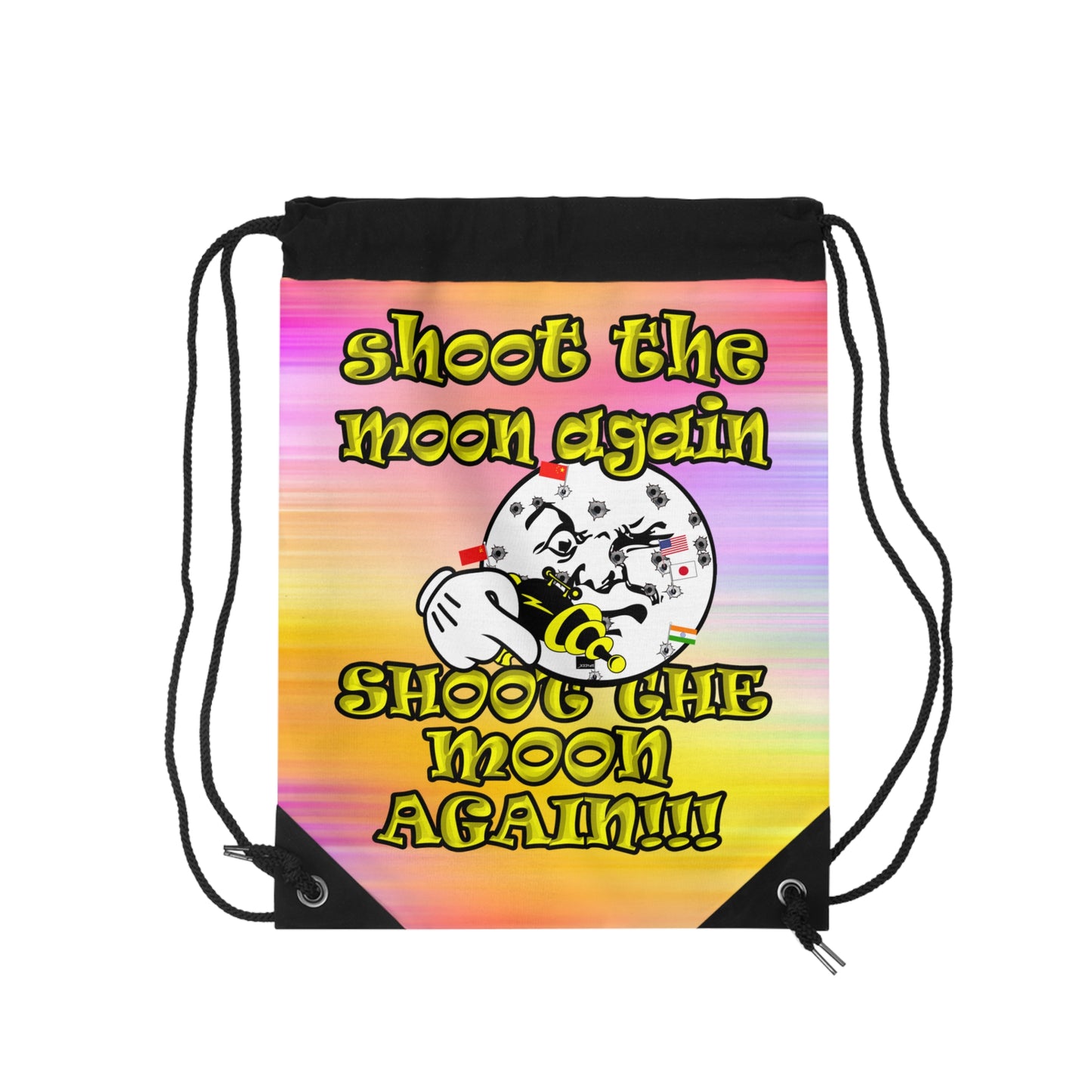 shoot the moon again - Drawstring Bag (color blur)