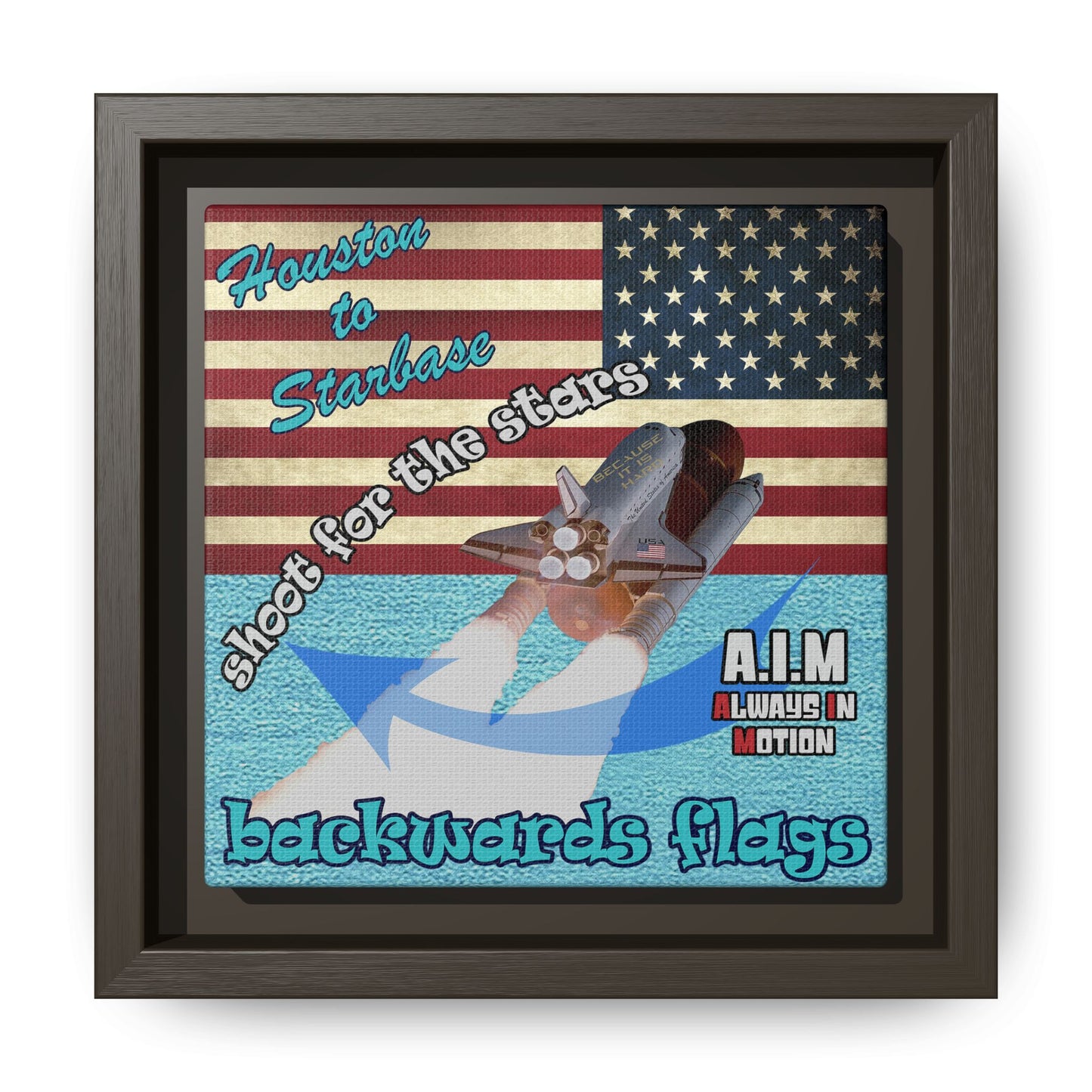 shoot for the stars - framed canvas art (faded blue)
