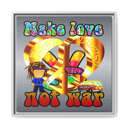 love peace - framed canvas art (brushed nickel)