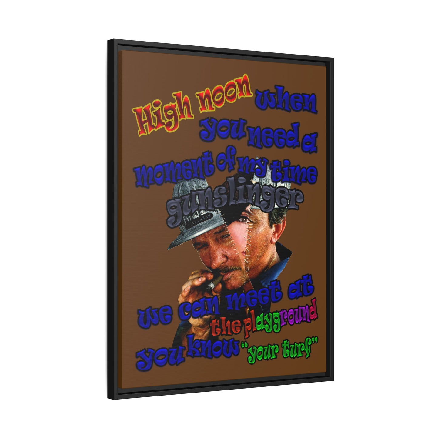 high noon - framed canvas art (brown)