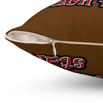 defy conquer reach - Spun Polyester Square Pillow - (brown)