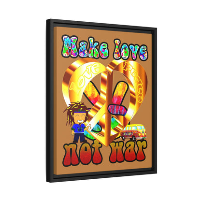 love peace - framed canvas art (light brown)